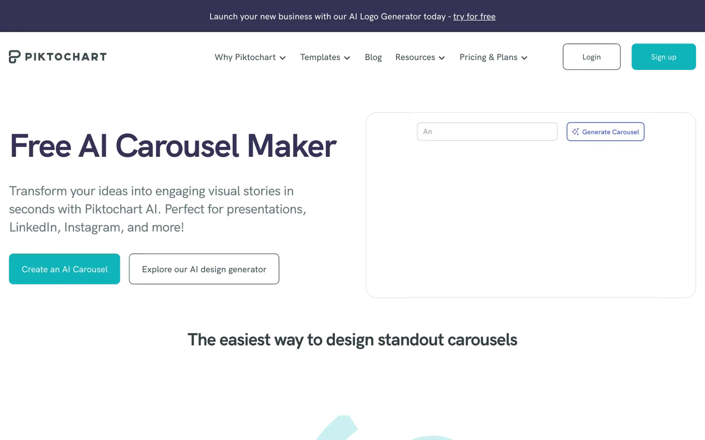 Piktochart AI Carousel Maker screenshot